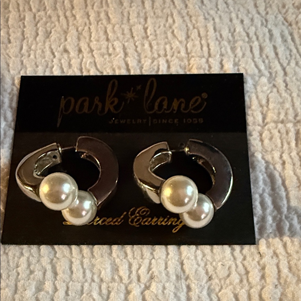 Park Lane Silver Hoops with Pearls